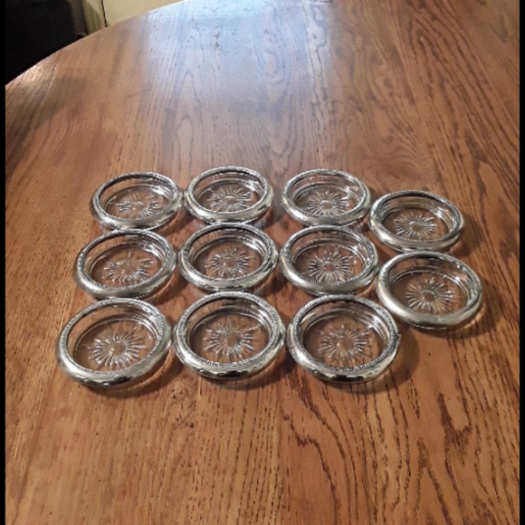 VTG. LEONARD, ITALY SILVERPLATED CRYSTAL COASTERS - Picture 12 of 14